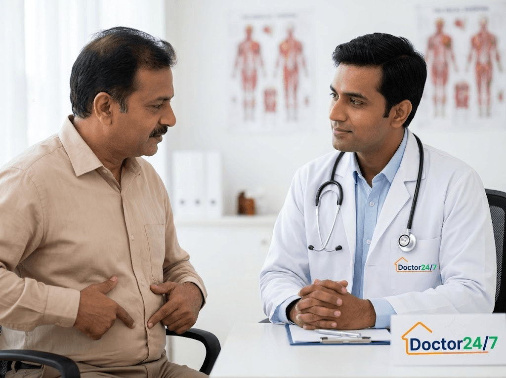 Doctor consulting a patient about knee replacement surgery